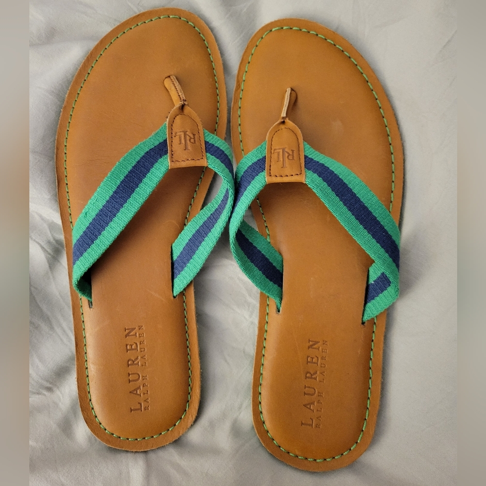 Ralph Lauren Womens Edison Leather Sandal, Size 10